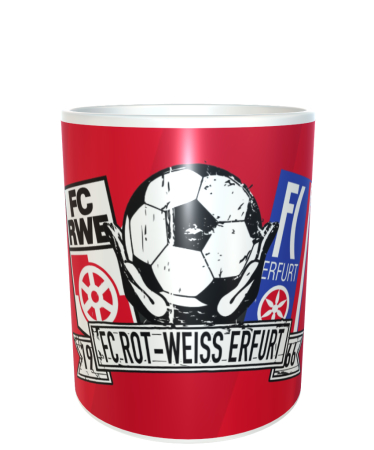Kaffeetasse | Ball + Logos | FC Rot-Wei&szlig; Erfurt