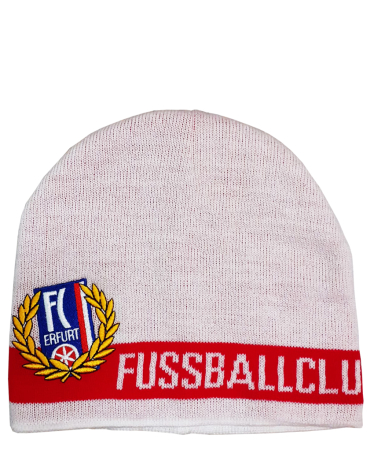 Beanie | weiß-rot | Stick Traditionslogo