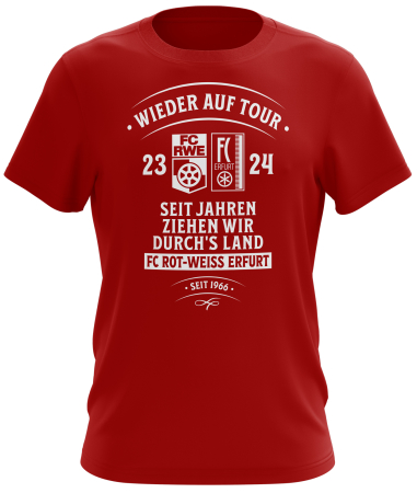T-Shirt | unisex | Saison-/Tourshirt- Wieder auf Tour 23/24  | rot | FC Rot-Wei&szlig; Erfurt