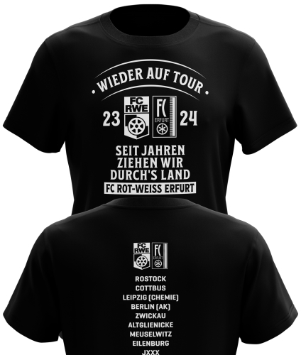 T-Shirt | unisex | Saison-/Tourshirt- Wieder auf Tour 23/24  | schwarz | FC Rot-Wei&szlig; Erfurt