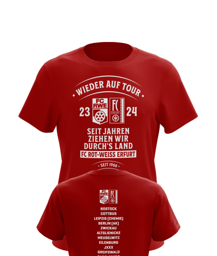 T-Shirt | Kinder | Saison-/Tourshirt - Wieder auf Tour 23/24 | rot | FC-Rot-Wei&szlig; Erfurt