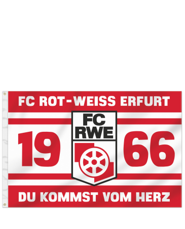 Fahne, groß | Logo, Herz, 1966 | FC Rot-Weiß...
